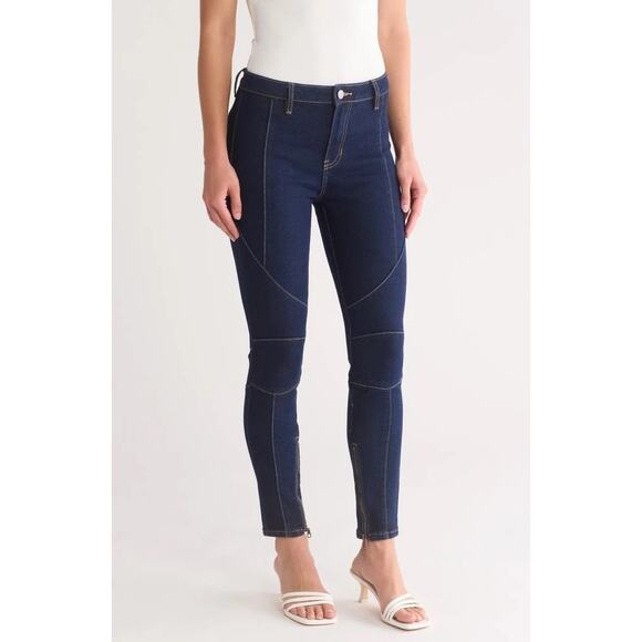 PTCL Ethikal Brand Moto Stitched Skinny Ankle Jeans Size 26 Blue Mid Rise Casual - Picture 1 of 9